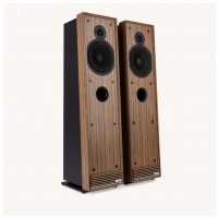 Ruark Audio Talisman-R Satin Charcoal lacquer cabinet with Walnut slat trim